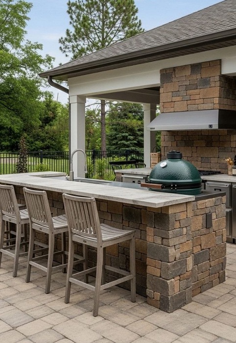 Идеи оформления зоны барбекю с Big Green Egg